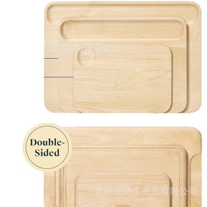 <b>Wooden</b> Cutting Board Rectangle Thickened Grooved Double Sided Kitchen Chopping <b>Block</b> Dishwasher Safe - Product Image 5