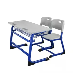 Classroom Furniture Combined Double School Desk And Chair 2 Student University Double School Desk Wooden School Desk