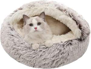 40CM Warm Solid Pattern Katzen bett Höhle Langes Plüsch Haustier Nest Bett mit sofa ähnlichen weichen Kissen Drops hipping unterstützt für Hunde & Katzen - Product Image 3