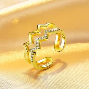 Hainon S925 anneau Double couche en Zircon incrusté <span class=keywords><strong>ECG</strong></span> pour femme, anneau Simple Style Index - Product Image 6