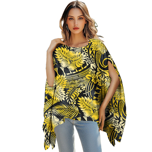 <span class=keywords><strong>Fleurs</strong></span> tropicales Style hawaïen chemisier décontracté et chemises dames chemisier de luxe conception tribale polynésienne taille unique couverture de plage - Product Image 2