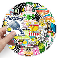 50 autocollants de pickleball en PVC imperméables, motif dessin animé sportif cool