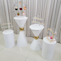 L93 Custom Elegant Silver Gold Cylinder Dessert Table Cake Pedestal Stands for Wedding Birthday Party Event Background Decor