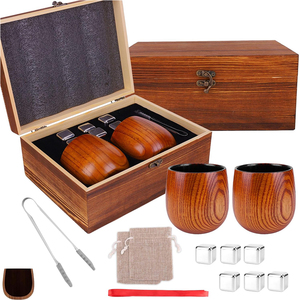 Coffret en bois artisanal haut de gamme, ensemble de <span class=keywords><strong>verres</strong></span> à whisky personnalisés en bois, avec pierres à vin en acier inoxydable 304, idéal pour un cadeau - Product Image 1
