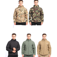Drop Ship Stand Collar Winter Fleece Jacket Men Softshell Tactical Waterproof Camouflage Coat Soft Clothing Multicam Windbreaker