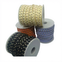 Vente en gros de rivets semi-ronds en velours coréen coloré de 5 mm, à une rangée, pour accessoires vestimentaires et composants de bijoux DIY