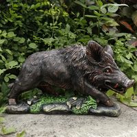 Statue en résine peinte à la main en forme de sanglier Figurines de décoration extérieure de jardin de conception artistique réaliste