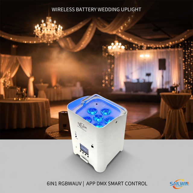 6x18W RGBWA+UV 6in1 Wireless Battery LED Uplight DMX512 Par Light with Flight Case for Wedding DJ Club Stage