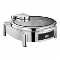 Chauffe-Plat Électrique Multifonctionnel Commercial en Acier Inoxydable 304, Ensemble de Plats de Présentation 6L Haute Efficacité