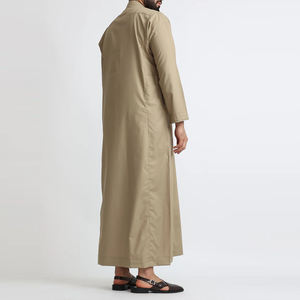 Stylish and Comfortable Traditional Casual Men's Thobe <b>Islamic</b> <b>Clothing</b> Long Sleeve Polyester Solid Color - Product Image 4