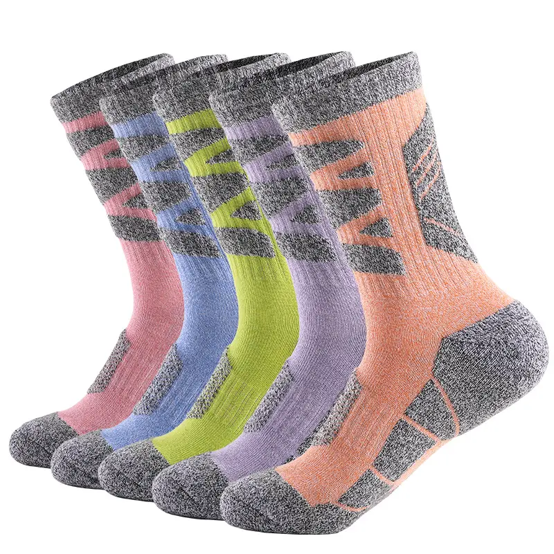 Fashionable Cotton Cushioned Custom Ski Socks Thick Women Hiking Socks Outdoor Multi Performance Hiking Trekking Walking Socks