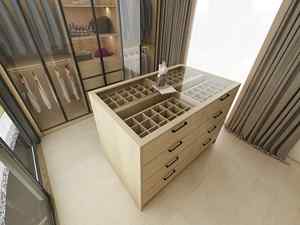 Armoire en bois de luxe avec section d'exposition de vêtements et portes en verre |   Dressing moderne pour villas et appartements - Product Image 6