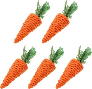 Mainan Kunyah Kelinci untuk Gigi, Membersihkan Rumput Alami, Camilan, Rumput, Wortel, Mainan untuk Kelinci, Hamster, Marmut, Paket isi 5 - Product Image 1