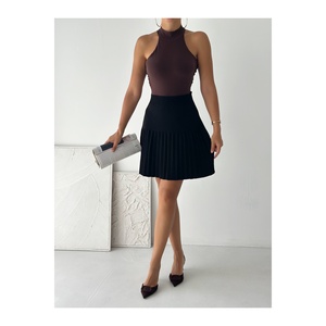 Jupe plissée en tricot à taille élastique pour femme, taille standard, longueur 50 cm - Product Image 4