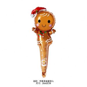 Christmas Cane Elk Snowman Hair Band Gift Cartoon Handheld Strike Stick Aluminum Foil <b>Balloons</b> Party Holiday Supplies - Product Image 2