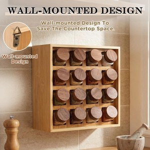 Creative wooden spice <b>bottle</b> <b>storage</b> <b>rack</b> for kitchens, wall-mounted spice <b>bottle</b> <b>storage</b> and display <b>rack</b> - Product Image 3