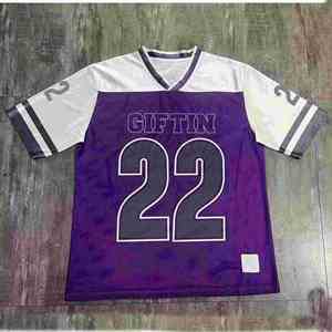 Fashion Custom Print Adult Retro American Jerseys Cropped Oversized Boxy Fit Short 100% Polyester Blank <b>Mesh</b> Football - Product Image 1
