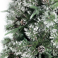 Pohon Natal Berlapis Salju Buatan dengan Hiasan Buah Pinus, Dekorasi Liburan Musim Dingin untuk Pajangan Jendela Mal & Etalase Dalam Ruangan