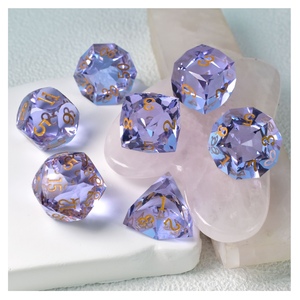 Màu tím đá quý lăng kính thủy tinh xúc xắc Bộ, khắc cạnh sắc nét đa diện DND xúc xắc, 7 cái thiết lập với kim loại hộp thiếc gói - Product Image 6