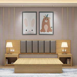 Moderno Simple de lujo estilo doble cama dormitorio muebles Panel de madera para Hotel baño apartamento - Product Image 3
