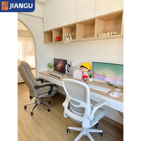 Bureau d'ordinateur mural intégré de taille personnalisable, table de bureau à domicile avec étagères de présentation