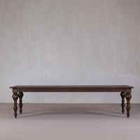 Table à manger rectangulaire vintage en bois massif de style français, 8 places, meubles de salle à manger durables de style farmhouse