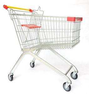 Troli supermarket gaya Eropa 80 liter dengan keranjang plastik warna-warni - Product Image 1