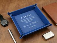 Plateau de rangement pour bijoux, organiseur de bureau décoratif, plateau de rangement en similicuir personnalisable avec logo, idéal pour les cadeaux de la Saint-Valentin