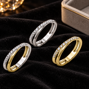 Anello bicolore da donna con design geometrico semplice, adatto per l'uso quotidiano. - Product Image 5