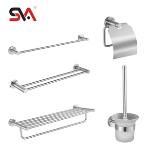 Venta al por mayor moderno 304 de acero inoxidable <span class=keywords><strong>accesorios</strong></span> de <span class=keywords><strong>baño</strong></span> barato pulido cinco piezas Set hoteles Superficie cepillada acabado metal principal - Product Image 1