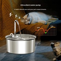 Fontaine à eau automatique pour chat en acier inoxydable OEM ODM, distributeur d'eau 3,2 L, ultra silencieux, fontaine à eau intelligente pour animaux de compagnie