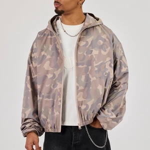 Men <b>Camo</b> Hooded Windbreaker <b>Jacket</b> Full Zip Loose Fit Lightweight Streetwear Coat Custom - Product Image 2