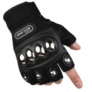 Gants <span class=keywords><strong>de</strong></span> moto demi-doigts en PE et caoutchouc pour le printemps et l'été, unisexes, avec fermeture à enfiler, pour la conduite tout-terrain et la course - Product Image 2