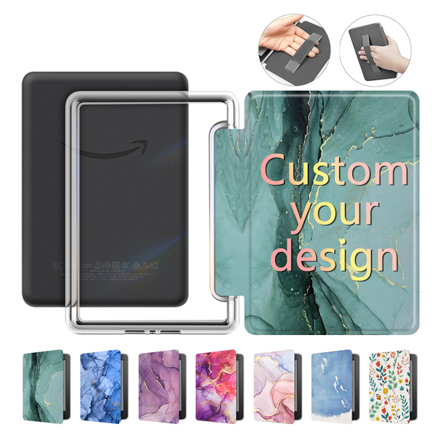Custom Design Kindle case for Kindle Paperwhite 5 Colorsoft clear cover case with Hand Strap Smart PU leather funda cover