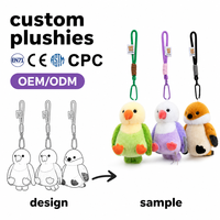 Porte-clés en peluche d'oiseau personnalisé, super doux en coton PP, vente en gros d'usine, jouets en peluche d'oiseau pour machine à griffes, cadeau d'anniversaire
