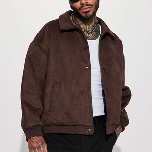 <span class=keywords><strong>Giacca</strong></span> autunnale <span class=keywords><strong>oversize</strong></span> Design personalizzato per il tempo libero produttori di abbigliamento con girocollo monopetto in finta pelle scamosciata - Product Image 5