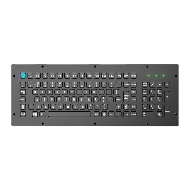 103 Keys Front Panel Mount Industrial Metal Keyboard Numeric Keypad IP65 Waterproof USB/PS/2 Interface Black for Maritime Ship