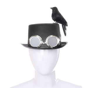 Sombrero Steampunk Vintage Negro con Diseño <span class=keywords><strong>de</strong></span> Cuervo, Estilo Gótico, para Hombre y <span class=keywords><strong>Mujer</strong></span>, Disfraz <span class=keywords><strong>de</strong></span> Halloween - Product Image 3