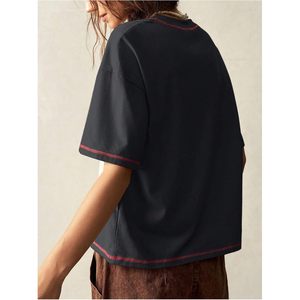 Camiseta Gráfica Boho de Manga Corta para Mujer FOXA, Cuello Redondo, Corte Holgado, Transpirable, de Algodón, Estilo Urbano - Product Image 4