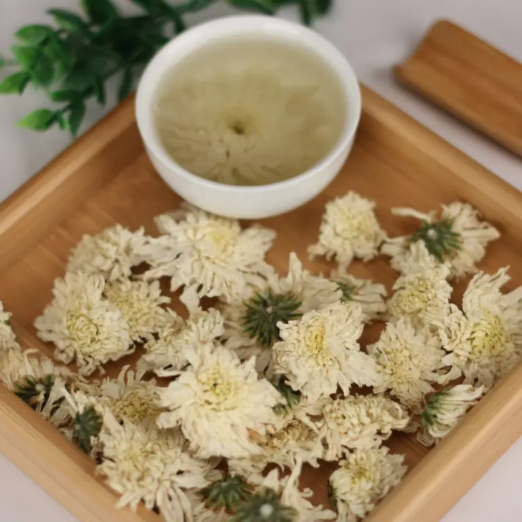 Kurutulmuş fliwer krizantem bitkisel çiçek çiçek çayı madde doğal kurutulmuş Hangzhou beyaz krizantem