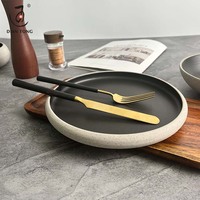 Assiettes de Dîner en Céramique pour Restaurant et Traiteur, Ensemble de Vaisselle de 8,5/10,5 Pouces pour Plats, Desserts et Steaks
