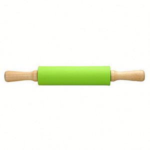 Custom Backing Non Stick Surface Durable Wooden Handle Food Grade <b>Silicone</b> Rolling Pin Dough Roller - Product Image 5