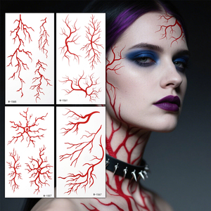 Autocollant de tatouage temporaire pour le corps et le visage, imperméable, blanc, Halloween, <span class=keywords><strong>horreur</strong></span>, <span class=keywords><strong>thriller</strong></span>, écologique, papier de maquillage pour le corps et le visage, design artistique - Product Image 2
