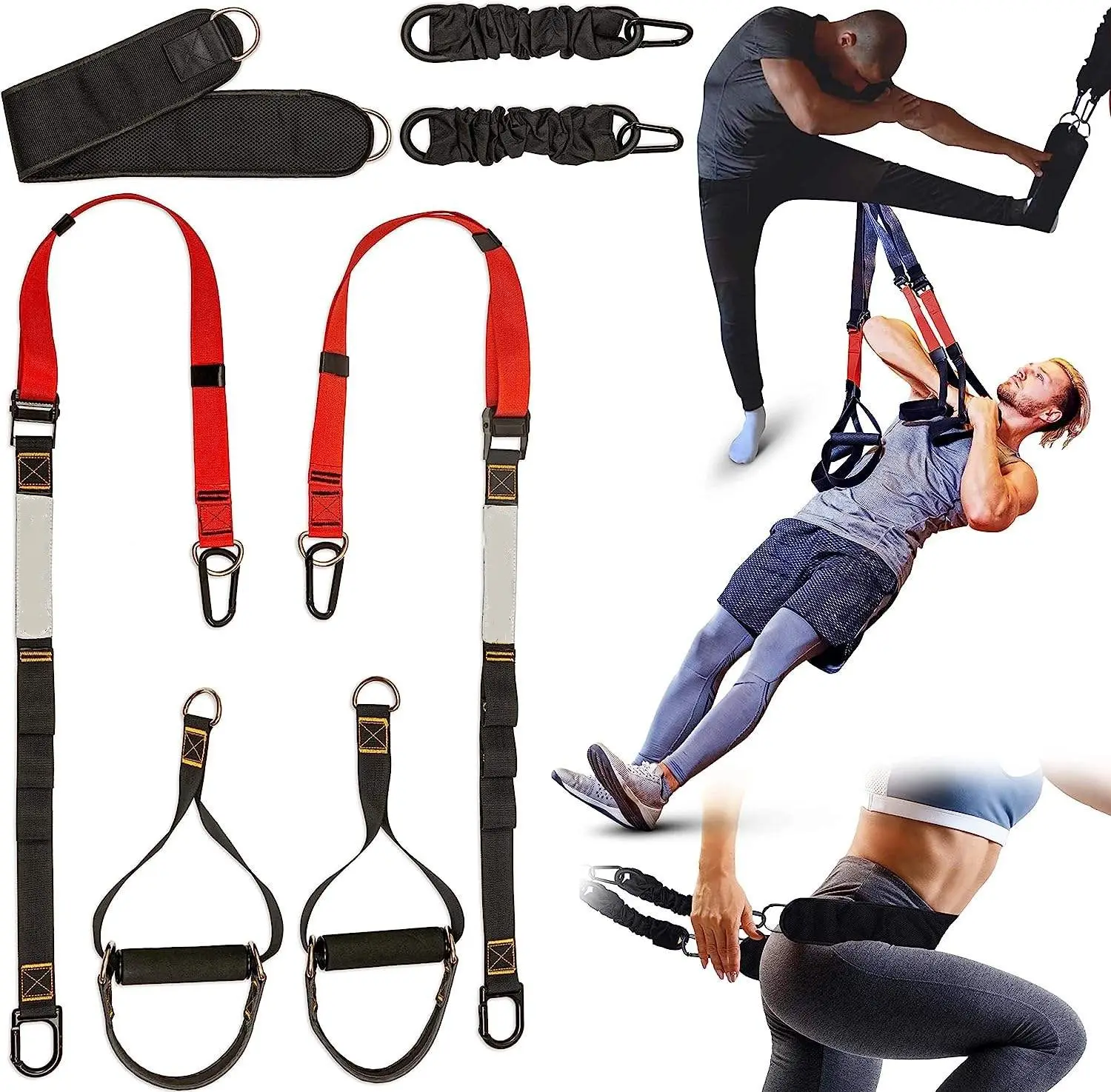 WellShow Sport Resistance Trainer Kit Sling Trainer Suspension Strap with Extension Straps Suspension Fitness