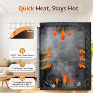 Tente de sauna vapeur pleine grandeur portable pour spa corporel à <span class=keywords><strong>domicile</strong></span>, 2 personnes, avec générateur d'infrarouge lointain et lampe de luminothérapie rouge, boîte de sauna étanche - Product Image 2