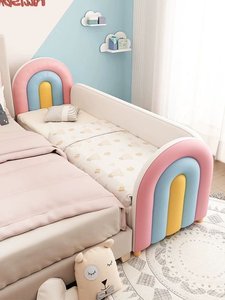 Letto in legno moderno impiombato per bambini arcobaleno con Guardrail letto da principessa per ragazze con ampio letto imbottito morbido per camera da letto - Product Image 2