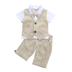Conjunto de Ropa <span class=keywords><strong>para</strong></span> Niños Pequeños: Camiseta de Manga Corta + Corbata de Moño + Pantalones Cortos <span class=keywords><strong>con</strong></span> <span class=keywords><strong>Tirantes</strong></span>, Traje de Caballero <span class=keywords><strong>para</strong></span> Verano - Product Image 3