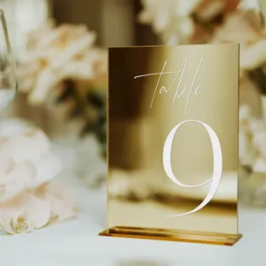 Custom Plexiglass Acrylic Table Sign Holder Arch Gold Mirror Acrylic Wedding Centerpieces Acrylic Place Cards Table Numbers