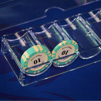 Boîte à jetons en acrylique de taille 100 et support de jetons pour club de Texas Hold'em, plateau à jetons transparent