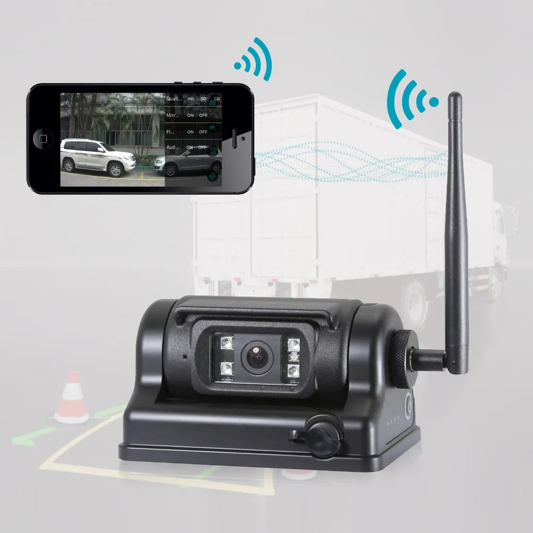 STONKAM wifi wireless rechargeable backup camera for semi truck caravan waterproof for outdoor use